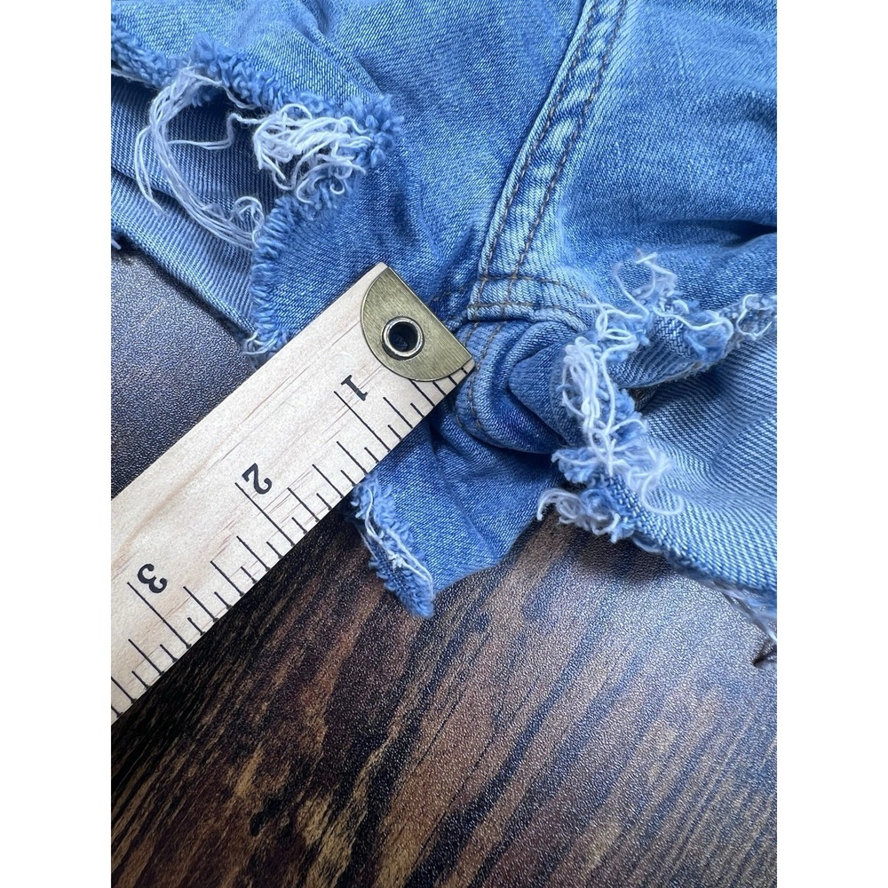 H&M Denim Womens Sz 6 Distressed 90s Boyfriend Jean Shorts Low Waist - Picture 6 of 9